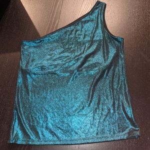 NEW Blue Shimmer M One Shoulder top from New York and Company